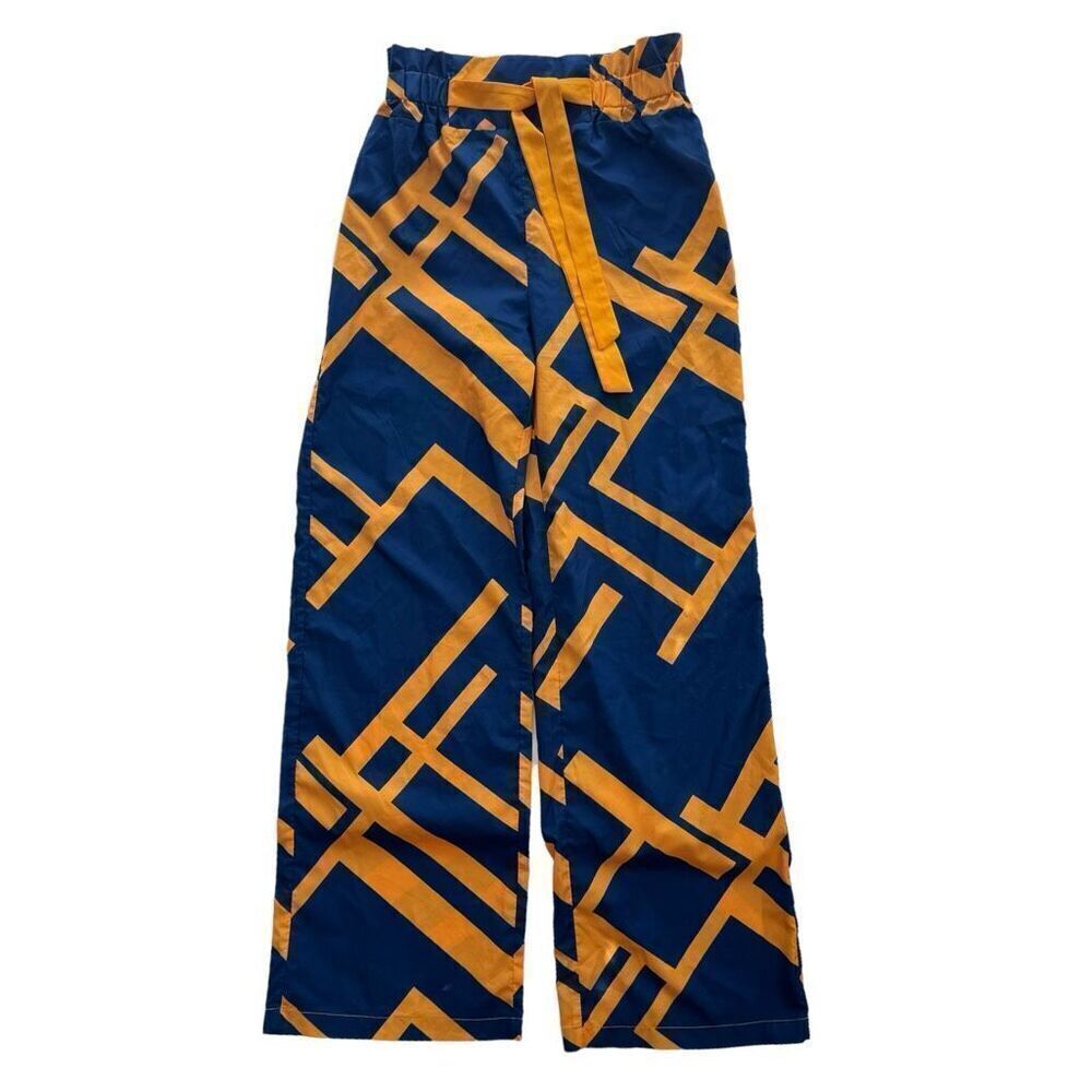 Wide Leg Pants Super High Rise Blue Yellow Women’s Size Medium
